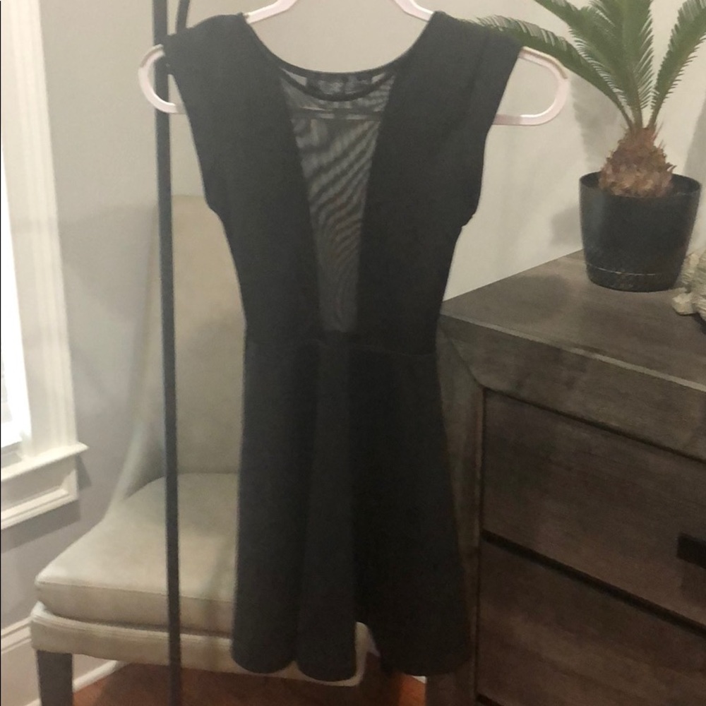 Topshop petite mesh front and back skater dress-0
